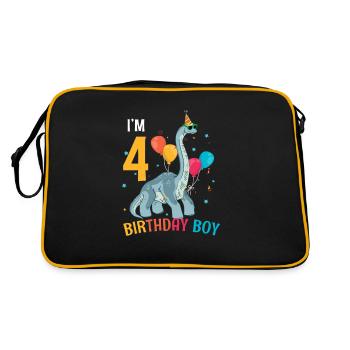 Je suis 4 ans garçon brachiosaure 4 ans 4ème - Sac Retro - noir/or - Dos
