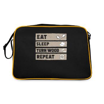 Eat Sleep Funny Wood Turning Wood Lathe Operator - Retro Bag - black/gold - Back