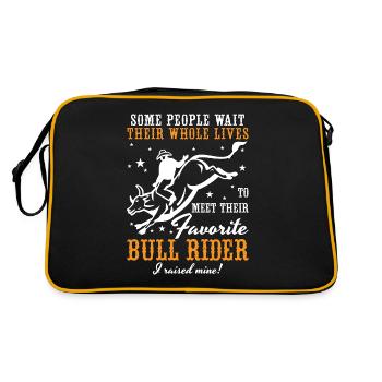 Bull Riding Some People Wait Their Western Riding - Retro Tasche - Schwarz/Gold - Hinten