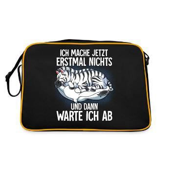 Langschläfer Zebra Müde Schlaf - Retro Tasche - Schwarz/Gold - Hinten