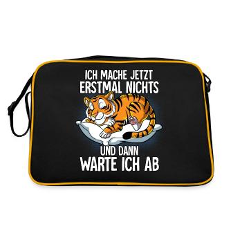 Langschläfer Tiger Müde Schlaf - Retro Tasche - Schwarz/Gold - Hinten