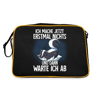 Langschläfer Stinktier Müde Schlaf - Retro Tasche - Schwarz/Gold - Hinten