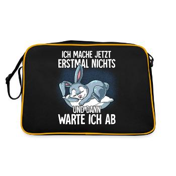 Langschläfer Hase Müde Schlaf - Retro Tasche - Schwarz/Gold - Hinten