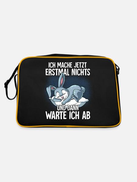 Langschläfer Hase Müde Schlaf - Retro Tasche - Schwarz/Gold