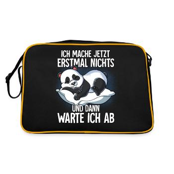 Langschläfer Panda Müde Schlaf - Retro Tasche - Schwarz/Gold - Hinten