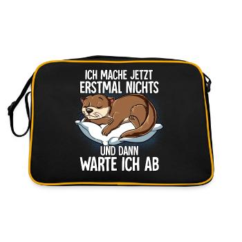 Langschläfer Otter Müde Schlaf - Retro Tasche - Schwarz/Gold - Hinten