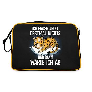 Langschläfer Leopard Müde Schlaf - Retro Tasche - Schwarz/Gold - Hinten