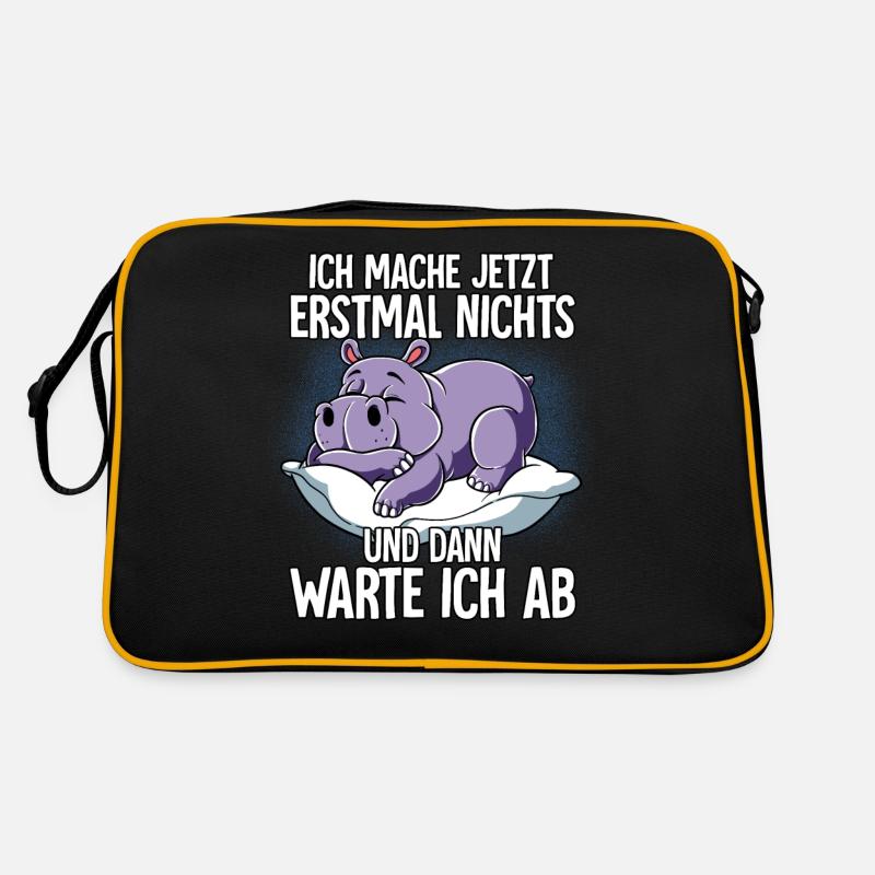 Langschläfer Nilpferd Müde Schlaf Retro Tasche