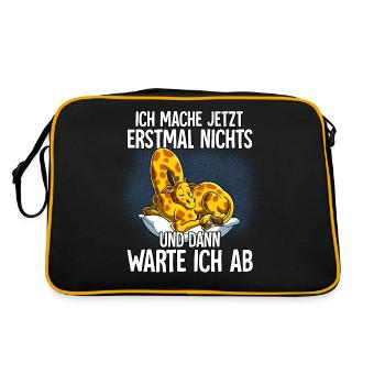 Langschläfer Giraffe Müde Schlaf - Retro Tasche - Schwarz/Gold - Hinten