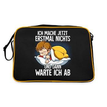 Langschläfer Junge Müde Schlaf - Retro Tasche - Schwarz/Gold - Hinten