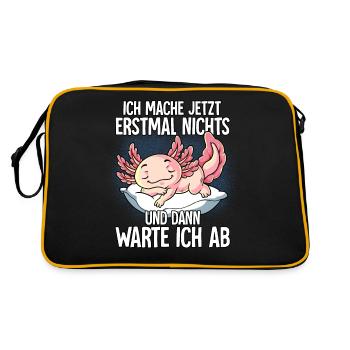 Langschläfer Axolotl Müde Schlaf - Retro Tasche - Schwarz/Gold - Hinten