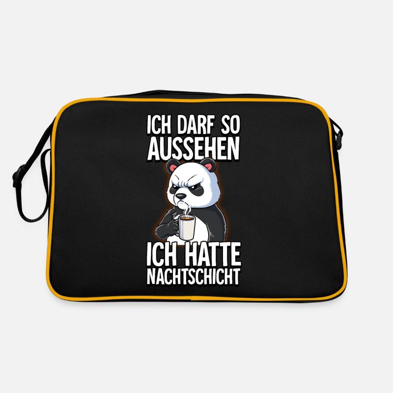 Ich Hatte Nachtschicht Kaffee Panda Retro Tasche