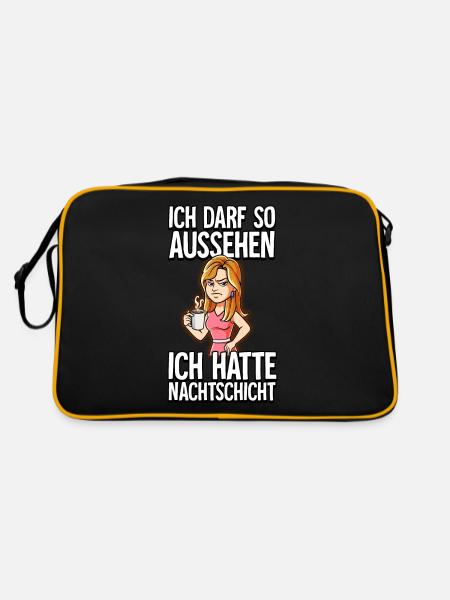 Ich Hatte Nachtschicht Kaffee Frau - Retro Tasche - Schwarz/Gold - Hinten