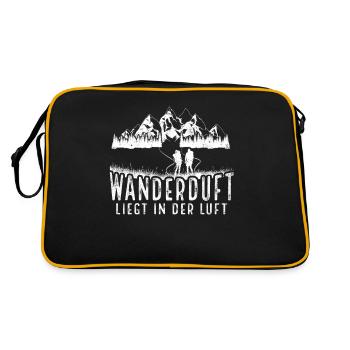 Wanderduft liegt in der Luft Natur Berge Wanderin - Retro Tasche - Schwarz/Gold - Hinten
