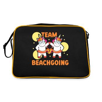 Team Beachgoing Strand Strandurlaub Strandgänger - Retro Tasche - Schwarz/Gold - Hinten