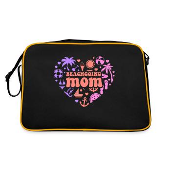 Strandbesuch Mutter Strand Strandurlaub Beach - Retro Tasche - Schwarz/Gold - Hinten