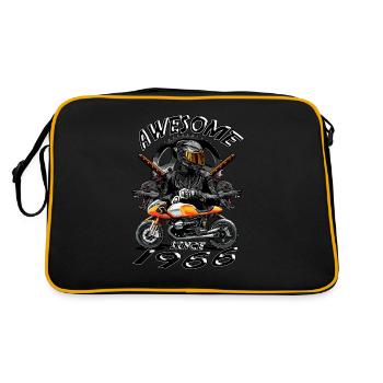 Awesome since 1966, Biker Geburtstag - Retro Tasche - Schwarz/Gold - Hinten