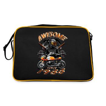 Awesome since 1966, Biker Geburtstag - Retro Tasche - Schwarz/Gold - Hinten