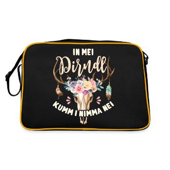 Dirndl T-Shirt Trachten Outfit Damen Trachtenshirt - Retro Tasche - Schwarz/Gold - Hinten
