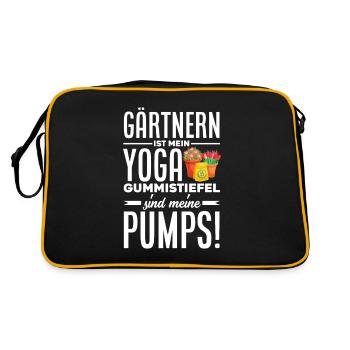 Gärtnern Ist Mein Yoga Lustiges Gärtner Garten - Retro Tasche - Schwarz/Gold - Hinten