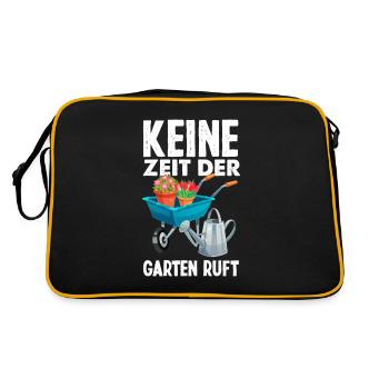 Keine Zeit Der Garten Ruft Lustiges Gärtner Garten - Retro Tasche - Schwarz/Gold - Hinten