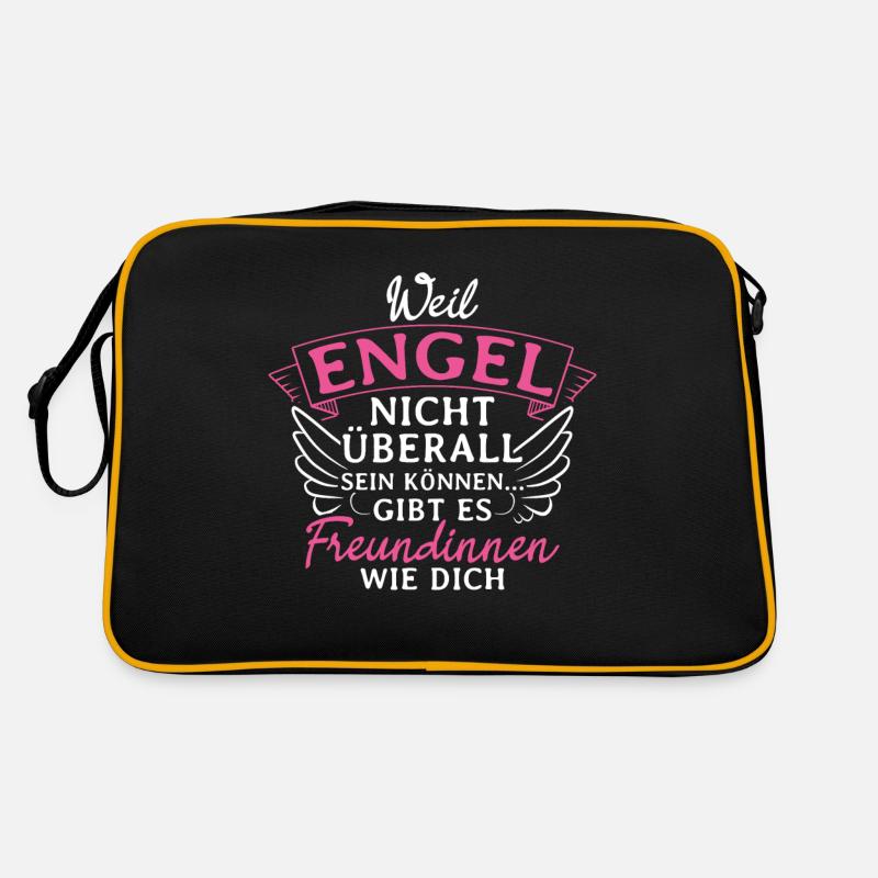 Weil Engel Nicht Überall Sein Können Freundschaft - Retro Tasche - Schwarz/Gold