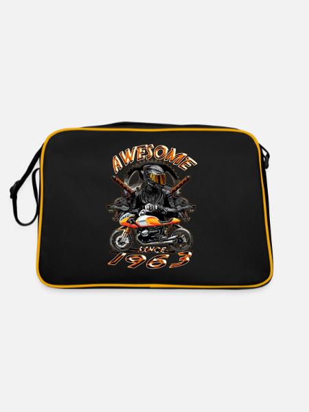 Awesome since 1963, Biker Geburtstag - Retro Tasche - Schwarz/Gold - Hinten