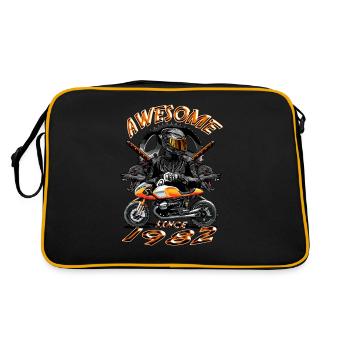 Awesome since 1982, Biker Geburtstag - Retro Tasche - Schwarz/Gold - Hinten