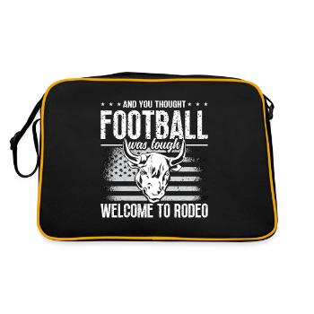 Steer Wrestling And You Thought Football Horses - Retro Tasche - Schwarz/Gold - Hinten