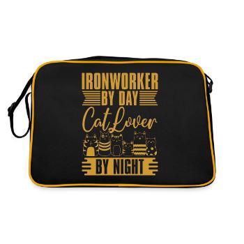 Ironworker By Day Cat Lover Construction Worker - Retro Bag - black/gold - Back