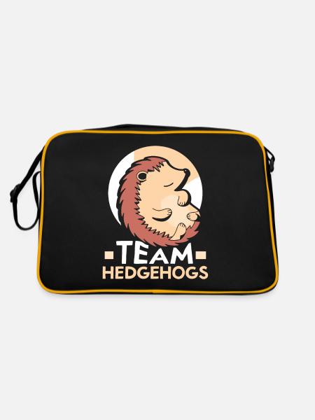 Team Hedgehog Cute Pet Sayings - Retro Bag - black/gold - Back