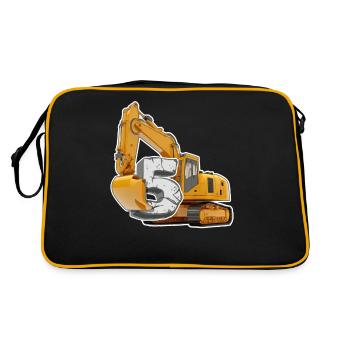 5th birthday construction site excavator construction site gift - Retro Bag - black/gold - Back