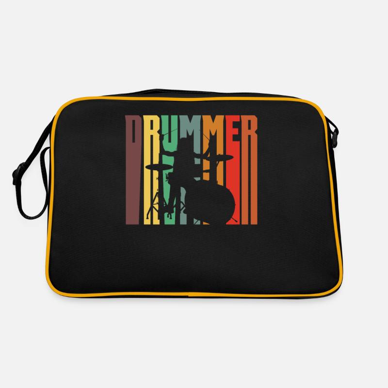 Schlagzeug Schlagzeuger Geschenk - Retro Tasche - Schwarz/Gold