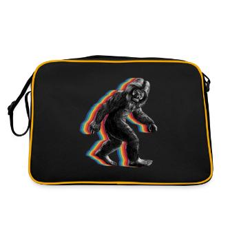 Retro Bigfoot vintage Fun and Nostalgic Sasquatch - Retro Tasche - Schwarz/Gold - Hinten