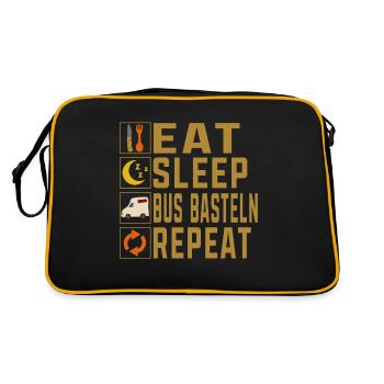 Camping Eat Sleep Bus Crafts Repeat Camper - Sac Retro - noir/or - Dos