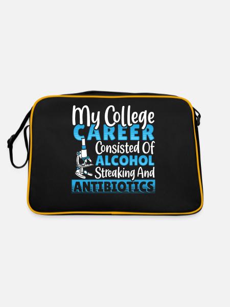 Alcohol, Streaking, Antibiotics College - Retro Bag - black/gold - Back