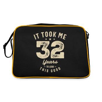 Funny 32nd Birthday Age 32 Years Old - Retro Bag - black/gold - Back