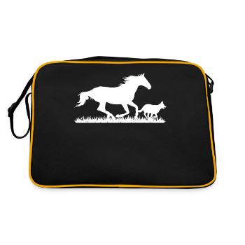 Course de chevaux et de chiens - Sac Retro - noir/or - Dos