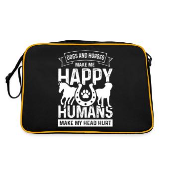 Dogs and horses make me happy people ma - Retro Bag - black/gold - Back