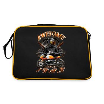 Awesome since 1982, Biker Geburtstag - Retro Tasche - Schwarz/Gold - Hinten