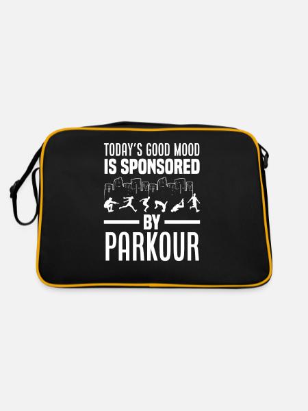 Lustiges Parkourläufer Freerunner Geschenk - Retro Tasche - Schwarz/Gold - Hinten