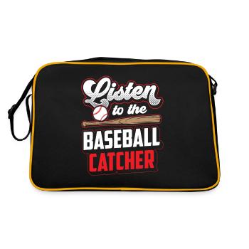 Listening to the Baseball Catcher Catcher Player Hobby - Retro Bag - black/gold - Back