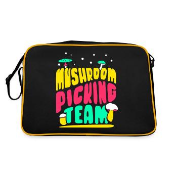 Pilzsammler Team Pilze Pilzesammler Pilzesammeln - Retro Tasche - Schwarz/Gold - Hinten