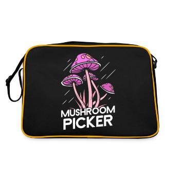 Pilzsammler Pilze Pilzesammeln Pilzesammler - Retro Tasche - Schwarz/Gold - Hinten