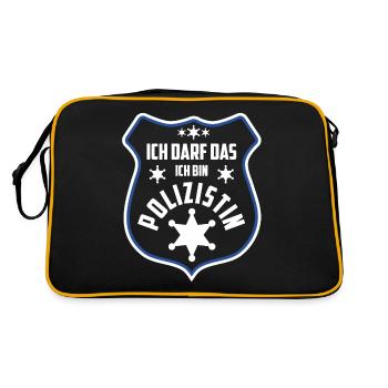 Ich Darf Das Ich Bin Polizistin Polizistin Polizei - Retro Tasche - Schwarz/Gold - Hinten