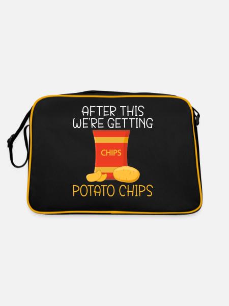 Kartoffelchips Geschenk - Retro Tasche - Schwarz/Gold