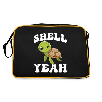 Shell Yeah Für Alle Turtles-fans - Retro Tasche - Schwarz/Gold - Hinten