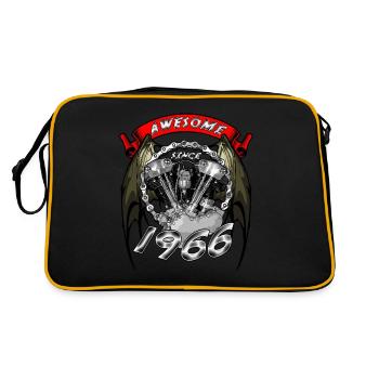Awesome since 1966, Biker Geburtstag - Retro Tasche - Schwarz/Gold - Hinten
