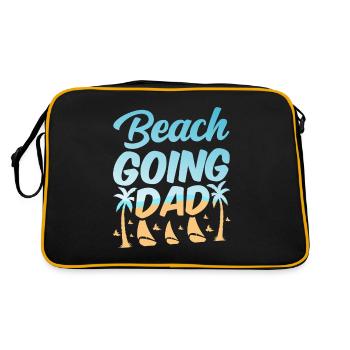 Strandbesuch Vater Strand Beach Strandurlaub - Retro Tasche - Schwarz/Gold - Hinten