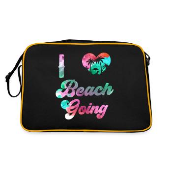 Ich Liebe Strandurlaub Strandgänger Beach Strand - Retro Tasche - Schwarz/Gold - Hinten